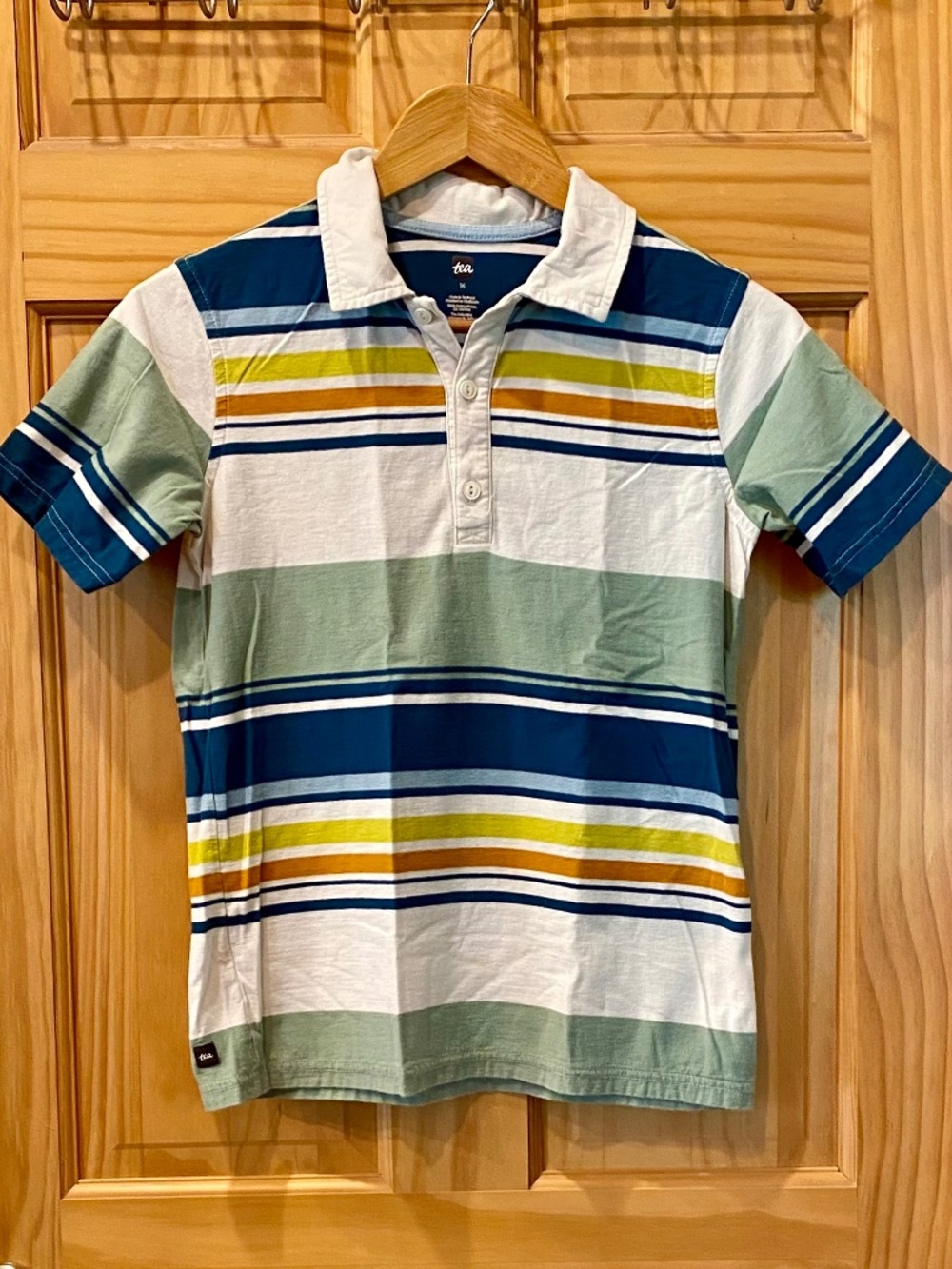 Tea Collection Striped Short Sleeved Polo Top Size 14